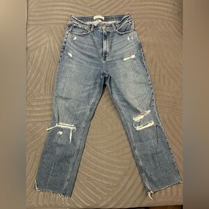Abercrombie & Fitch Light Blue Distressed Straight Leg Jeans